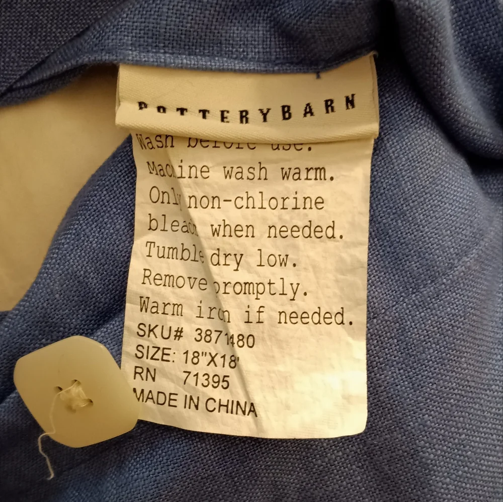 Pottery Barn Linen Throw Pillow w/ Insert 18
